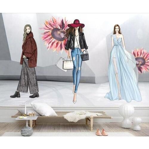 Customized large-scale 3D mural wallpaper modern three-dimensional fashion beauty clothing store background wall