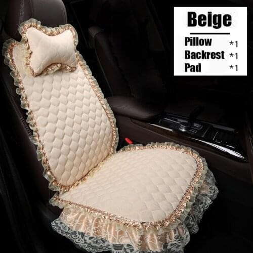 Lace Flax Car Seat Cover Summer Linen Cushion Auto Front Seat Protector Mat Pad with Backrest and Pillow for Auto Truck Suv Van