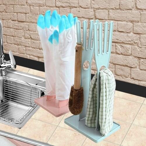 Kitchen Rubber Gloves Rack Glove Towel Cloth Storage Rack Toilet Gloves Stand Holder Drying Drain Rack
