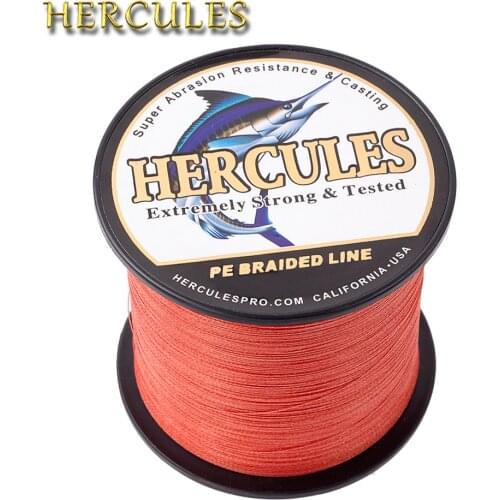 Hercules Fishing Line 6-100LB Braided Line For Carp Fishing 4 Strands Red Multifilament PE Wire 100M-2000M Russia Gifts For Men