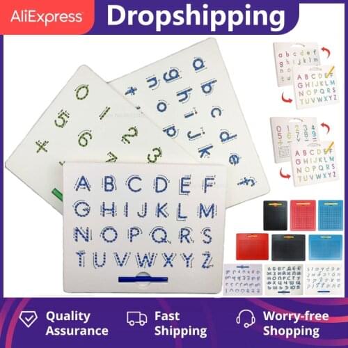 Magnetic Tablet Drawing Board Pad Toy Bead Magnet Stylus Pen 26 Alphabet Numbers Writing Memo Board Learning Educational Kid Toy