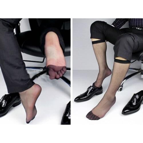 Fashion Mens Business socks Gay Ultra Sheer Dress Socks Long Visual Male suit Socks Formal Style male Nylon Tall Stockings