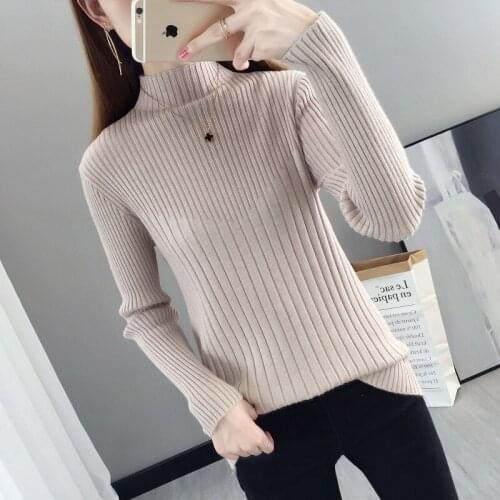 New style of foreign style knitting bottoming shirt in autumn and winter 2019 slim fit Pullover Korean long sleeve top
