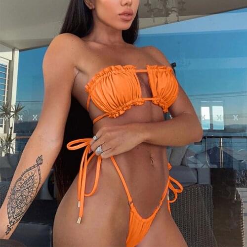 Solid Color Summer Women Swimsuit Swimming Suit For Women Swimwear Sexy Bikini String Sex Beachwear Womens Bathing Suits Hot