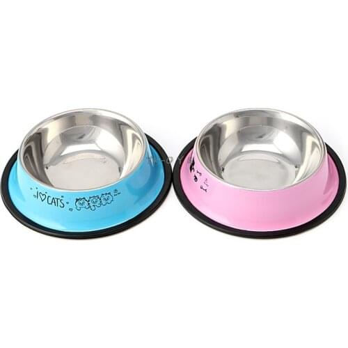 Arrival Pet Product For Dog Cat Bowl Stainless Steel Anti-skid Pet Dog Cat Food Water Bowl Pet Feeding Bowls Tool 2 Colors