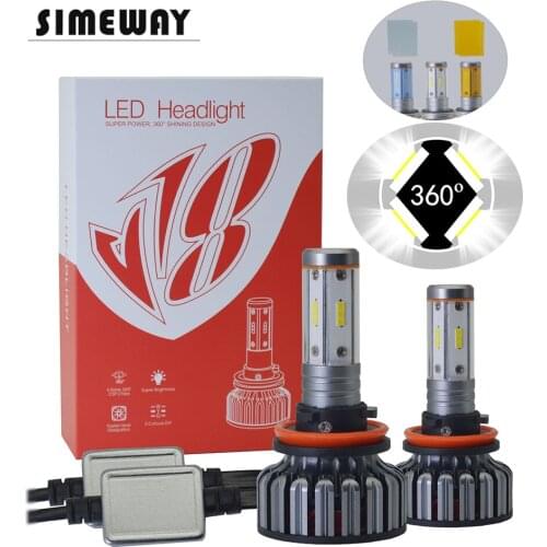 Simeway 2x Car LED H11 mini Headlight Bulbs Kit H1 HB4 9006 H4 9012 9004 H8 auto led lamp 6000K Canbus H7 12000Lm 100W headlamp