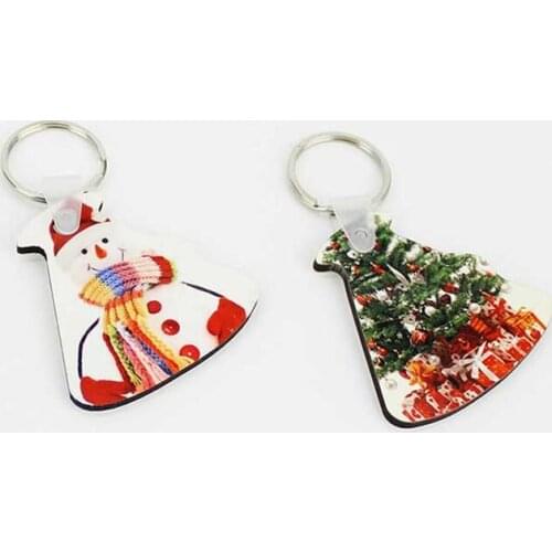 Sublimation christmas tree mdf keychains key ring for hot transfer printing christmas xmas gift new style 15pcs/lot