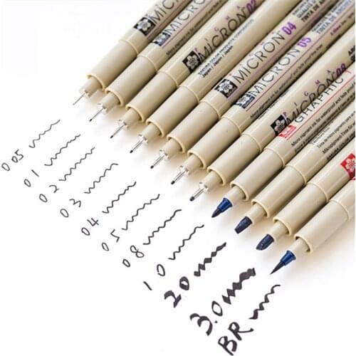 The9 Waterproof Art Markers Brush Pen Office Student School Painting Line Drawing Black Fine Sketch Pens Art Supplies