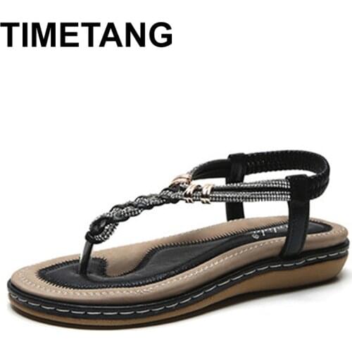 TIMETANG Summer Womens Sandals 2021 Fashion Rhinestone Fat Bottom Female Clip Toe Shoes Outdoor Beach Ladies Sandal Woman