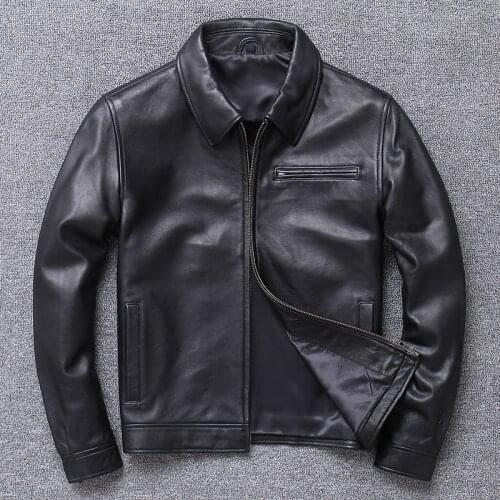 Spring Genuine Leather Jacket.Men Quality Business Casual Soft Sheepskin Coat.Papa Clothes