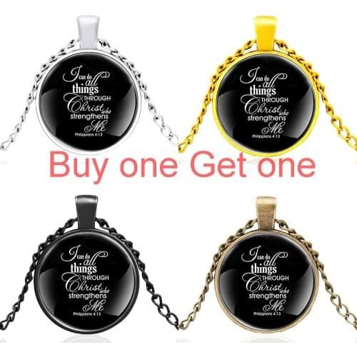 Vintage Bible Verse Design Black Glass Dome Pendant Necklace Men Women Classic Jewelry Accessories Gifts