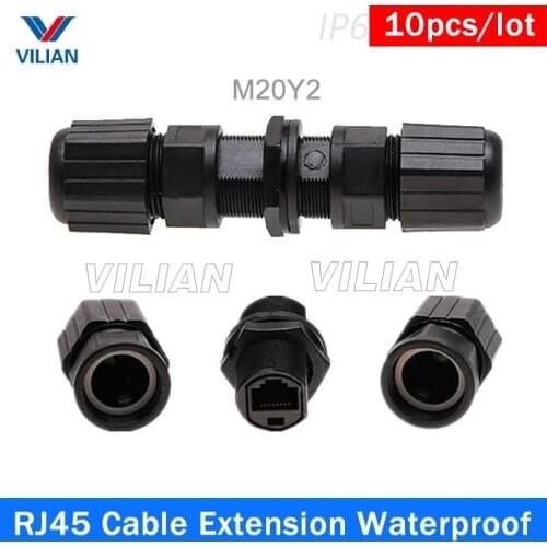 RJ45 Waterproof connector Metal shielded Outdoor network cable extension butt joint straight in interface cable to cable 10units