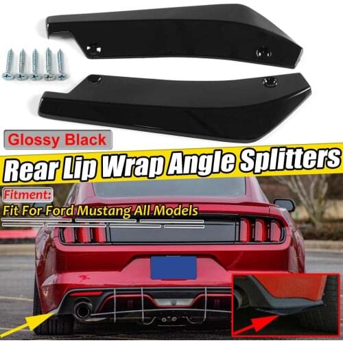 Bright Black 2pcs Universal Car Rear Bumper Diffuser Protector Lip Splitters For Ford For Fiesta MK7 19+ For Mustang For Focus