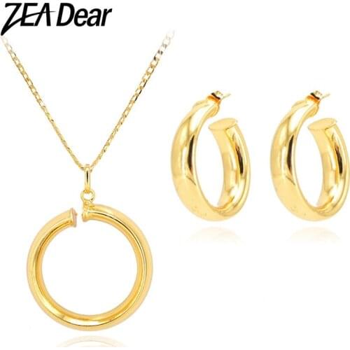 ZEA Dear Jewelry Perfect Round Jewelry Sets 2021 Big Stud Earrings Necklace Pendant For Women For Party Gift 2021 New Arrivals