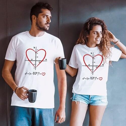 2021 Valentines Day Womens T-shirt Mathematical Formula of Love Print Funny Sweet Tee Shirt Femme Short Sleeve Top Clothes