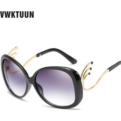VWKTUUN Sunglasses Women Oversized Sunglasses Brand Designer Metal Crystal Direction Sun glasses Gradient Shades UV400 Points