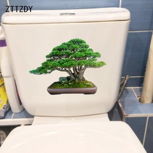 ZTTZDY 26×18.7CM Green Banyan Tree Bonsai Home Living Room Wall Stickers WC Toilet Decoration T6-0273