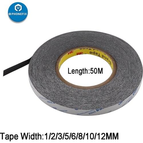 1mm-12mm*50 Meters Ultra Thin Slim Black Double Sided Adhesive Tape for Phone Screen LCD Display Digitizer Repair Bonding Tape