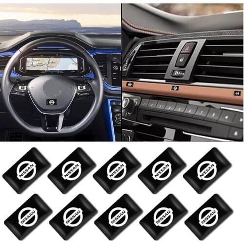 10pcs Car Style Small Decorate Car Badge Steering Wheel Sticker for Nissans Nismo X-trail Almera Qashqai Tiida Teana Car Styling