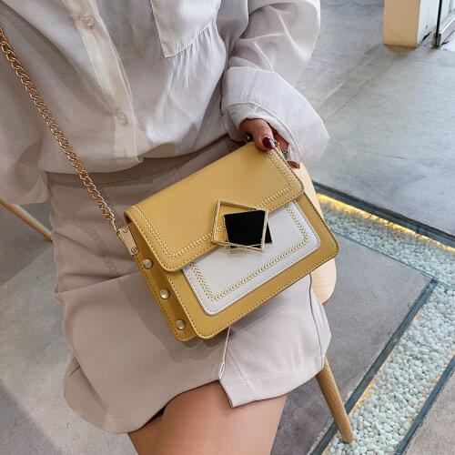 2021 Small Shoulder Simple Special Lock Design Female Travel Handbags Chain Pu Leather Crossbody Bags for Women