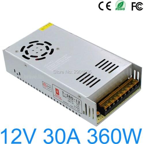 AC 110/220V to DC 12V 30A 360W switching power supply LED Light ing Transformer Adapter Driver For led strip/Monitoring Power