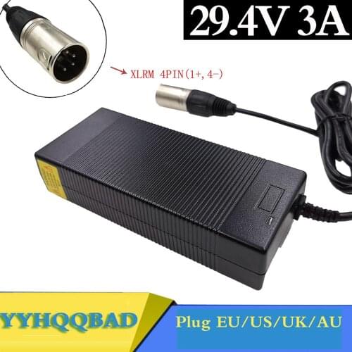 29.4v3a lithium battery charger 7 Series 29.4V 3A charger for 24V battery pack electric bike lithium battery charger 4-Pin XLR