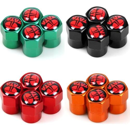 4Pcs Aluminum Valve Car Wheel Tire Air Valve Caps Stem Cover with Color Brand Logo for Tata Aria Bolt Indica Sedan Indigo Mint