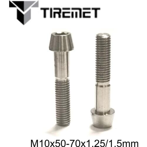 4Pcs M10x50-80mm 1.25mm Pitch Titanium Ti Bolts Screw Hex Taper Head for Bike Motorcycle Brake Cycling Bolt