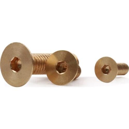 5pcs M4 Allen countersunk head copper screws hexagon socket flat headel screw mechanical bolts brass bolt 6mm-12mm length