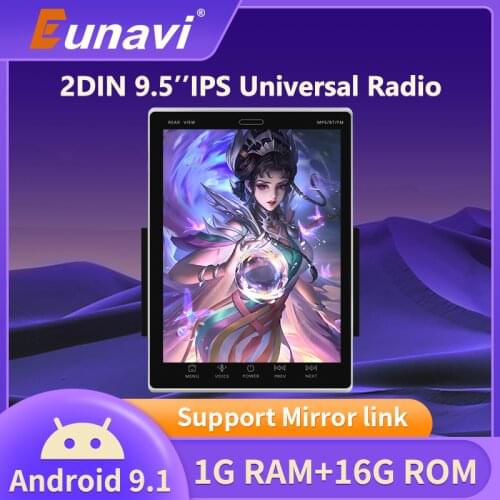 Eunavi 2 Din Android 9 Car Radio GPS 2Din Multimedia Video Player Auto Audio Universal 9.5inch IPS Screen RDS FM WIFI AUX no DVD