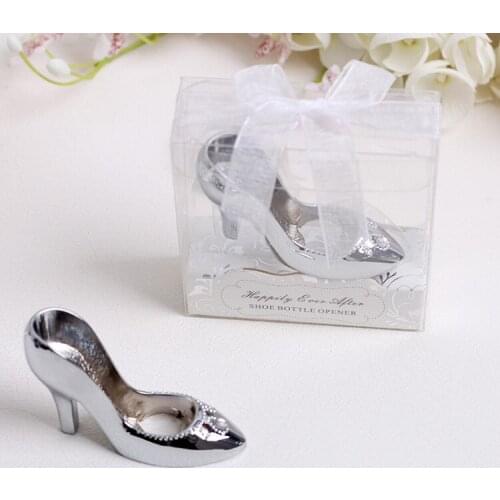 Free Shipping 100 PCS Silver High-heeled shoe shaped wine beer bottle opener wedding party favor guest gift wedding present
