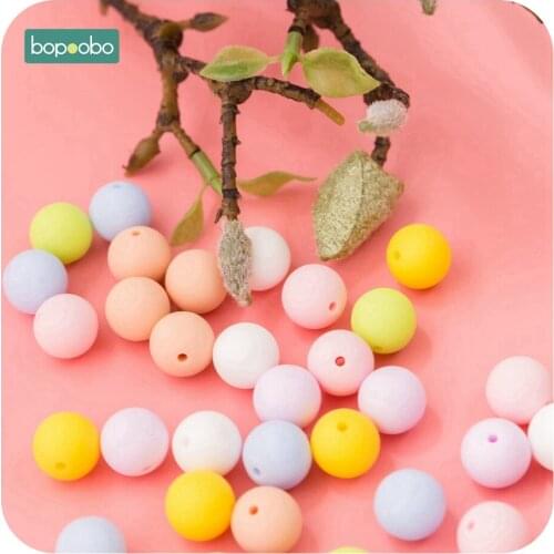 Bopoobo Silicone Beads 15mm 50PC Silicone Beads Baby Teething Beads Safe and Natural Baby Dental Care Baby Accessories Non-toxic