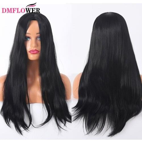 Long Straight Synthetic Wig with Headband Black High Gloss Wig 24 Inch Womens Wig with Headband S Daily Party Wear