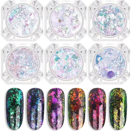 Holographic chameleon Nail polish glitter powder Magic Gold Foil Electroplated Star Glitter Powder Stickers For Nail Decoration