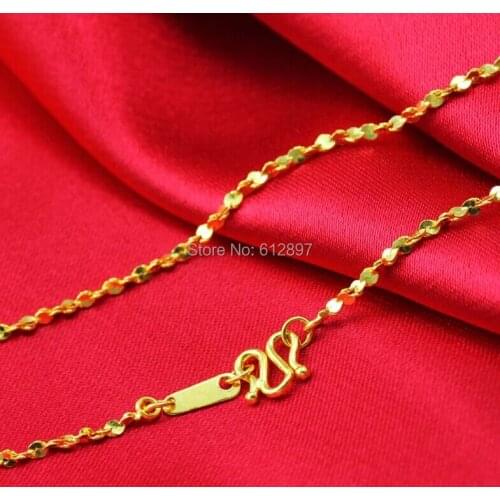 Hot sale Solid 24K Yellow Gold Chain Necklace/ Star Chain Necklace/ 3.05g