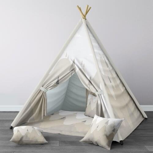 Play Tent for Kids Wigwam Portable Indoor Playground Tents Children Bedrooms Brown Mountain Tree Model 1361