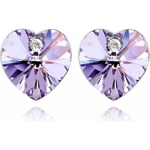 JS E105 Women Heart Earring Silver Color Small Stud Earrings Nickel Free Cheap Jewelry Wholesale