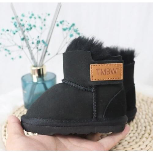 Classic 2021 Baby Genuine Sheepskin Leather Kids Snow Boots 100% Natural Fur Ankle Shoes Warm Wool Boys Girls Winter Boots