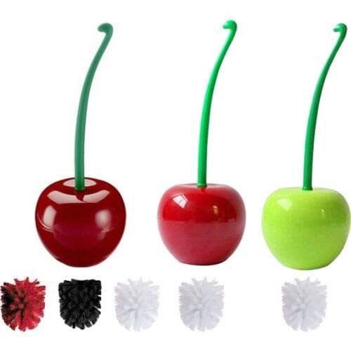 Creative Toilet Brush Set Cherry/Apple shape Brush Lovely Cute Scrub Thick Head Thoroughly Clean commode Wine Red Green White