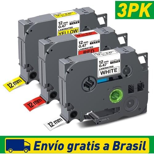 UniPlus 3pcs TZe131 TZe-131 Label Tapes Compatible for Brother P Touch Printer TZe131 TZ 131 Label Maker Black on Clear Ribbons