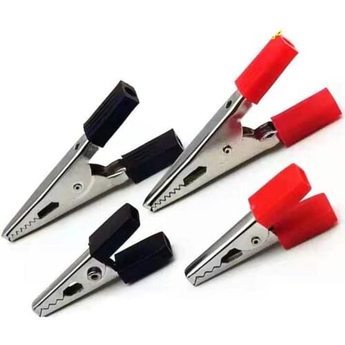 Metal alligator clip connector 10 pieces of 50mm plastic handle test probes, socket plug for battery