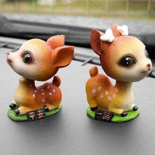 Cute Safe Driving Resin Deer Car Ornament Personalized Interior Decoration for Vehicle