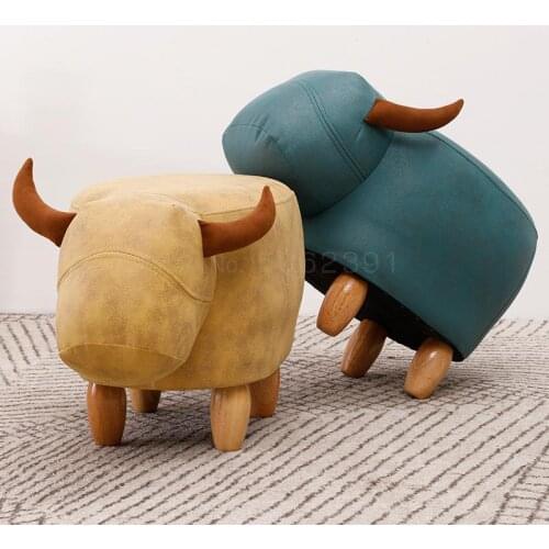 Fashion Creative Calf Animal Shoe Stand, Solid Wood Sofa Stand, Household Foot Stand, Low Stool, Small Wood Stand