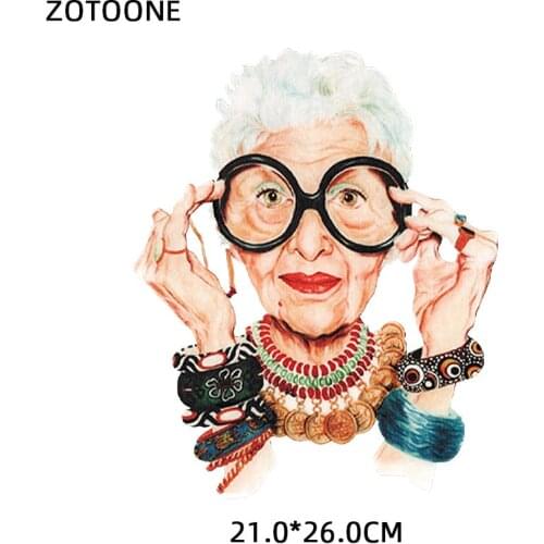 ZOTOONE Fashion Grandma PVC Patch Clothes Heat Transfer Printing T Shirt Women Iron on Patches for Clothing Girl Stickers