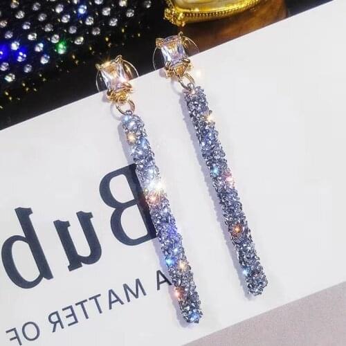 Fashion Long Geometric Drop Earrings Luxury Zircon Stone Rhinestone Earring for Women 2020 New Korean Party Jewelry Gift