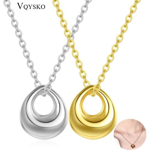 Fashion Hollow Oval Pendant for Women Melzinho Do Amor Pour Femmes Stainless Steel Dropwater Necklace Jewelry Party Accessories