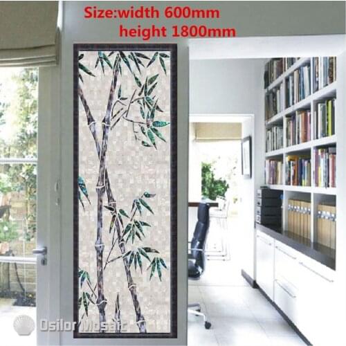Customized handmade mosaic art mother of pearl mosaic tile art murals for interior house decoration bamboo pattern