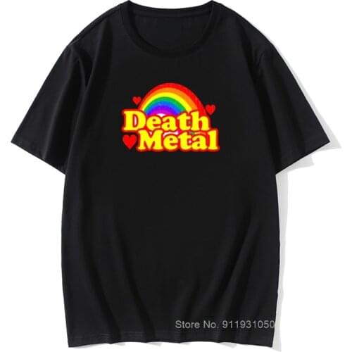 Men 100% Cotton T Shirt Adult Death Metal Funny Rainbow Awesome T-shirts Guys Graphic Tops & Tees