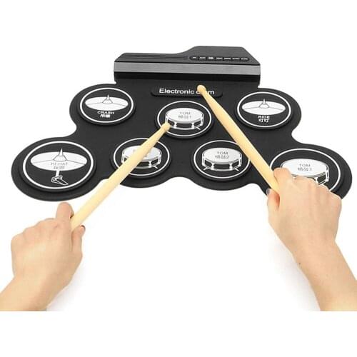 Electronic Drum Set Kit 7 Silicon Drum Pads Roll Up Drum Musical Instrument