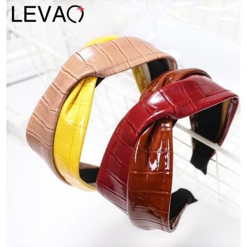 LEVAO Synthetic Leather Headband Snake Print Hairbands Bezel Turban Women Girls Hair Accessories Head Hoop Headwear Hair Band
